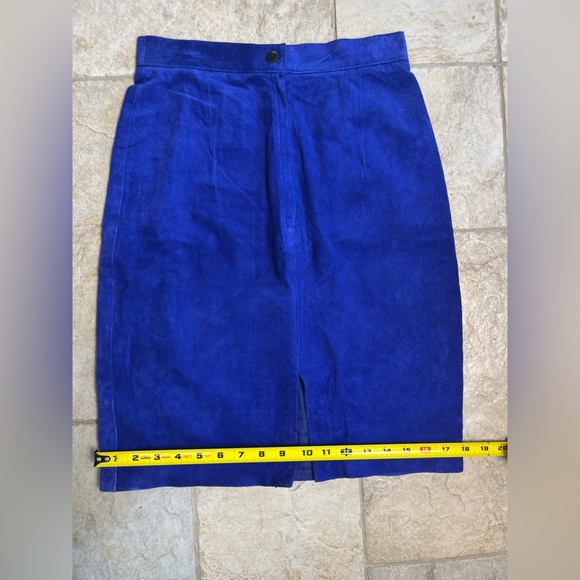 Vintage PS Sport Blue Suede Chic Pencil Skirt Leather Size 6 Y2K Western Rodeo - Picture 11 of 13